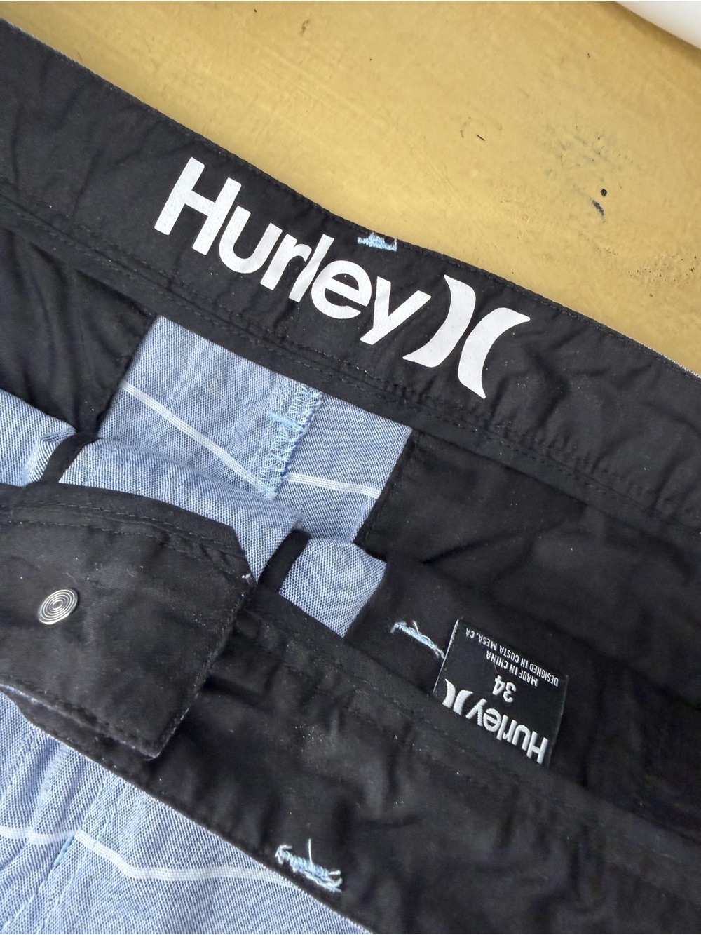 Hurley Blue and White Striped Flat-Front Shorts - Picture 3 of 7